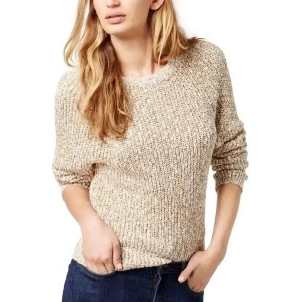 Free people electric city pullover chunky knit linen cotton blend size small